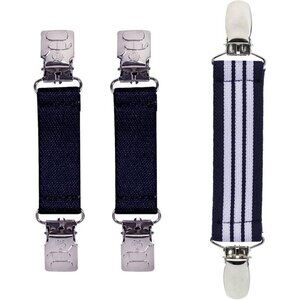 Hold’Em Mitten & Hat Clip Set Toddler Kids Sturdy Super Tight Grip - Navy White